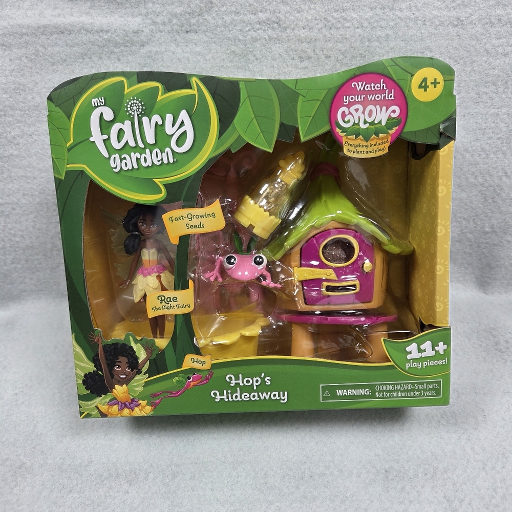 My Fairy Garden Hop's Hideaway Playset with 11 Pieces Grow Seeds Cute Fairy Doll